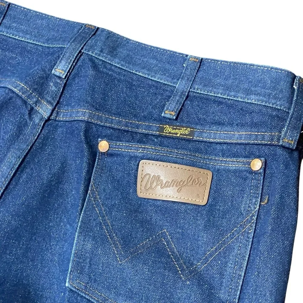 Wrangler Medium Dark Wash Rigid Cowboy Cut Straight Jeans Men's 13Mwz 34x30